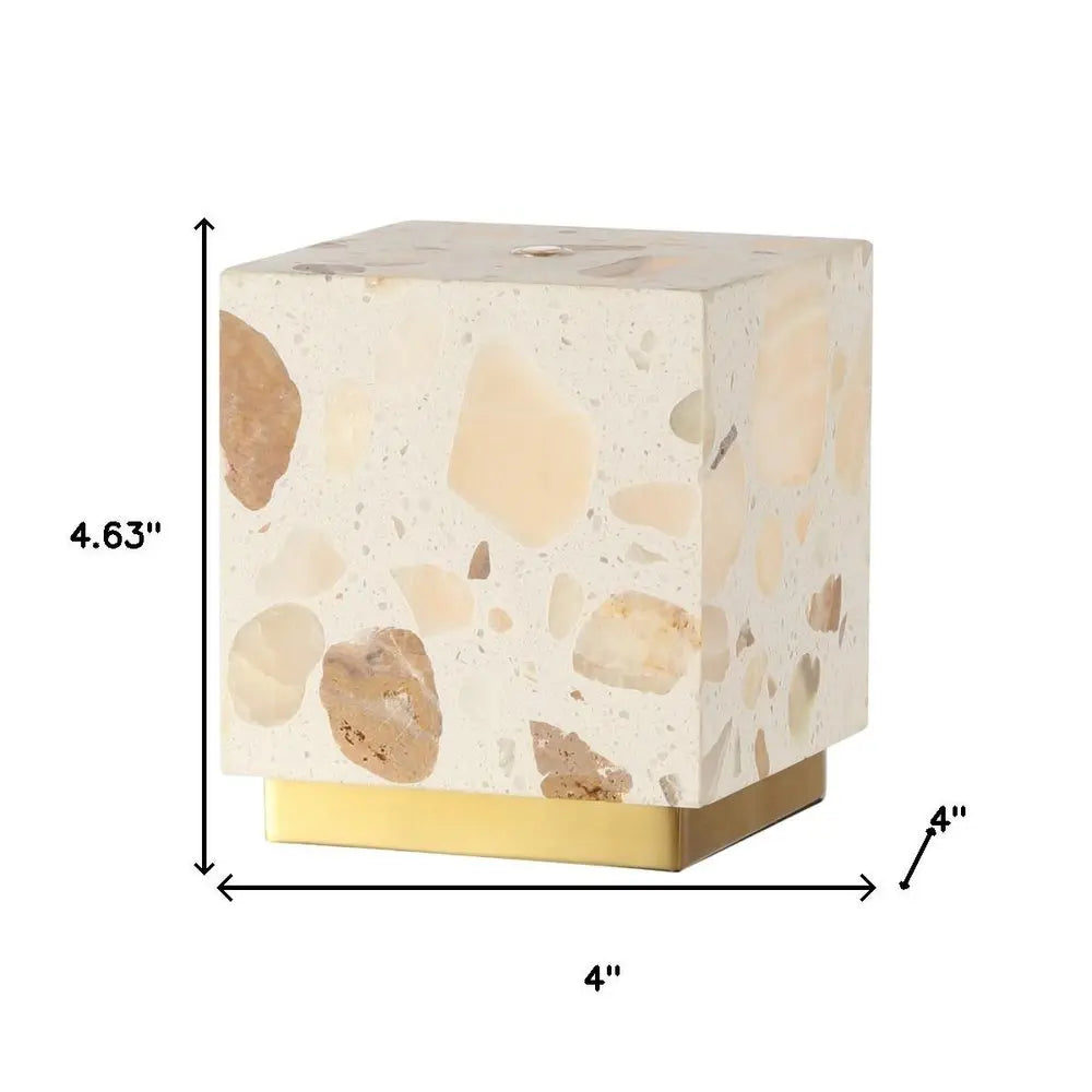 Set of Two 5" Gold Square USB Table Lamps LED With Square Shades HomeRoots