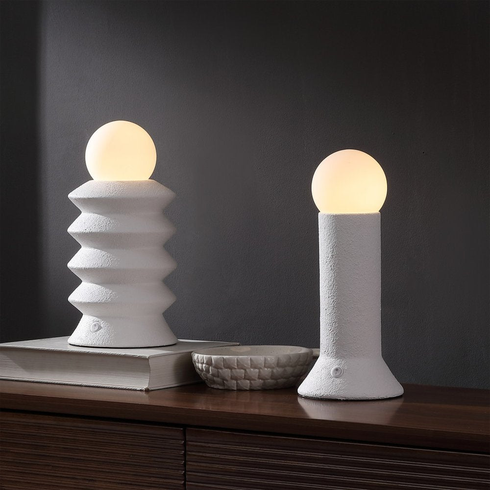 Juego de dos lámparas de mesa geométricas LED transparentes de 13" con pantallas de globo