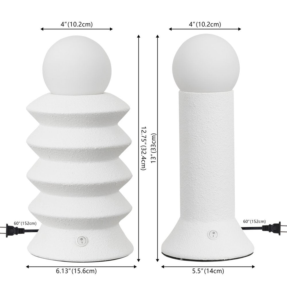 Juego de dos lámparas de mesa geométricas LED transparentes de 13" con pantallas de globo