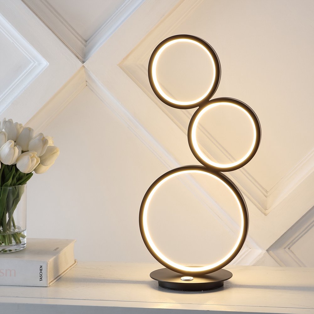 Lámpara de mesa LED novedosa negra de 17"