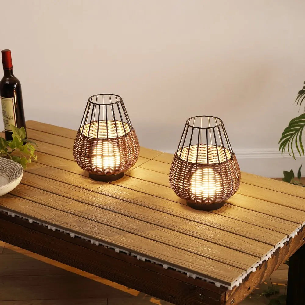 Set of Two 10" Black Round USB Table Lamps LED With Globe Shades HomeRoots