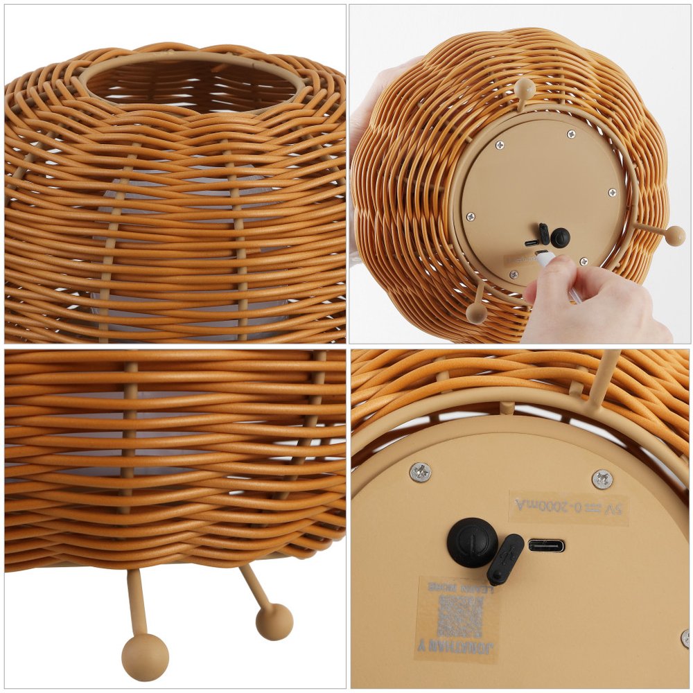 Set of Two 6" Brown Lantern USB Table Lamps LED With Globe Shades