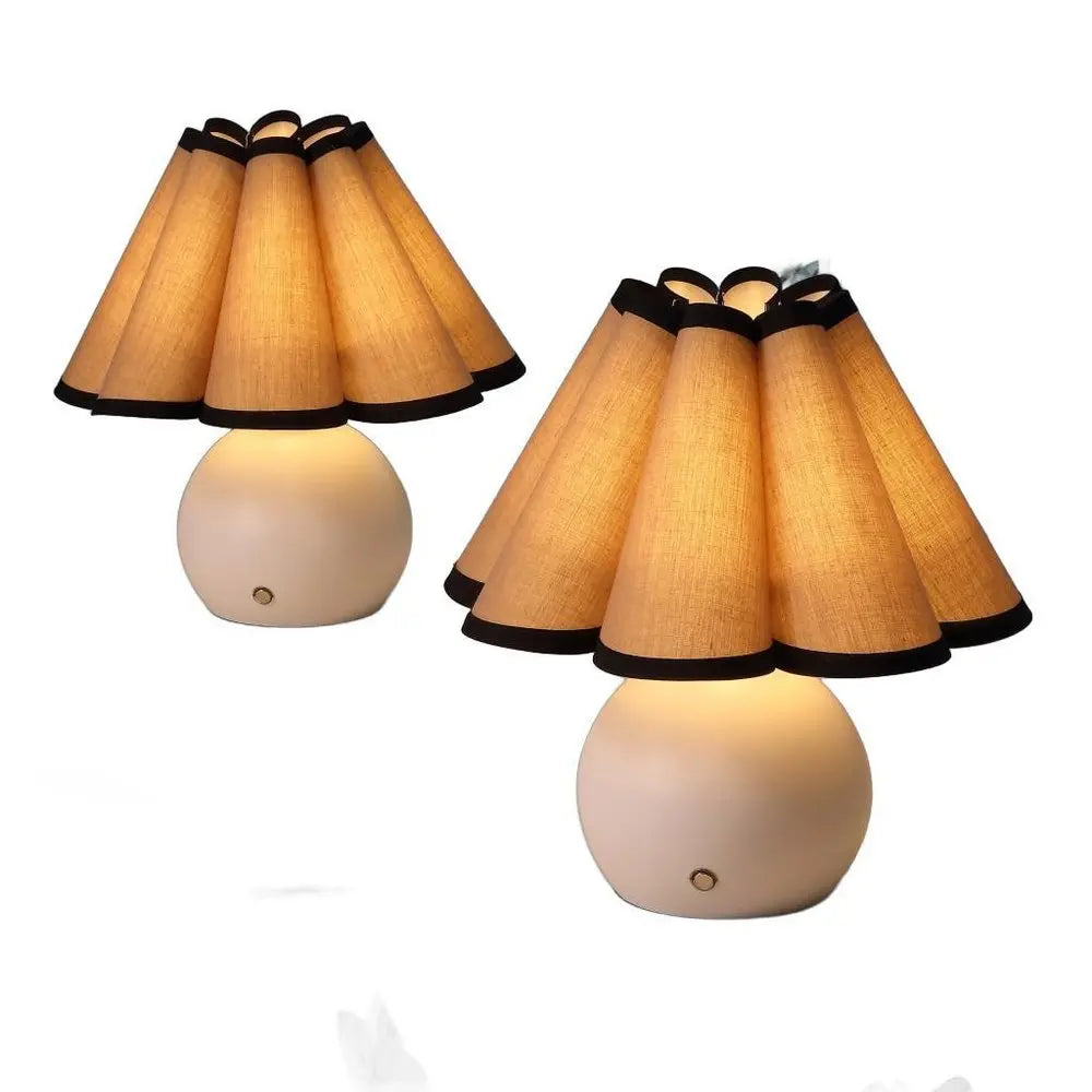 Set of Two 11" Clear Novelty Table Lamps LED With Empire Shades HomeRoots