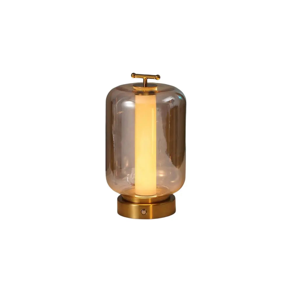 Set of Two 11" Gold Lantern USB Table Lamps LED HomeRoots