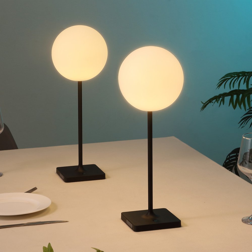 Set of Two 18" Black USB Table Lamps LED