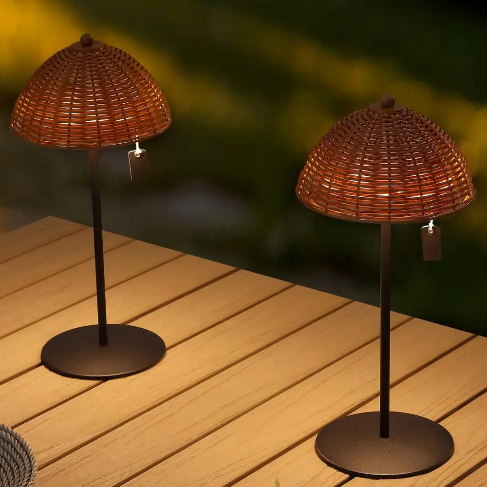 Set of Two 13" Black Novelty USB Table Lamps LED With Globe Shades HomeRoots