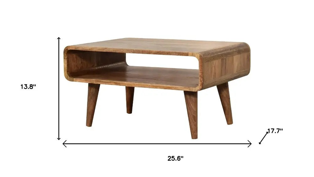 26" Brown Solid Wood Open Shelving TV Stand HomeRoots