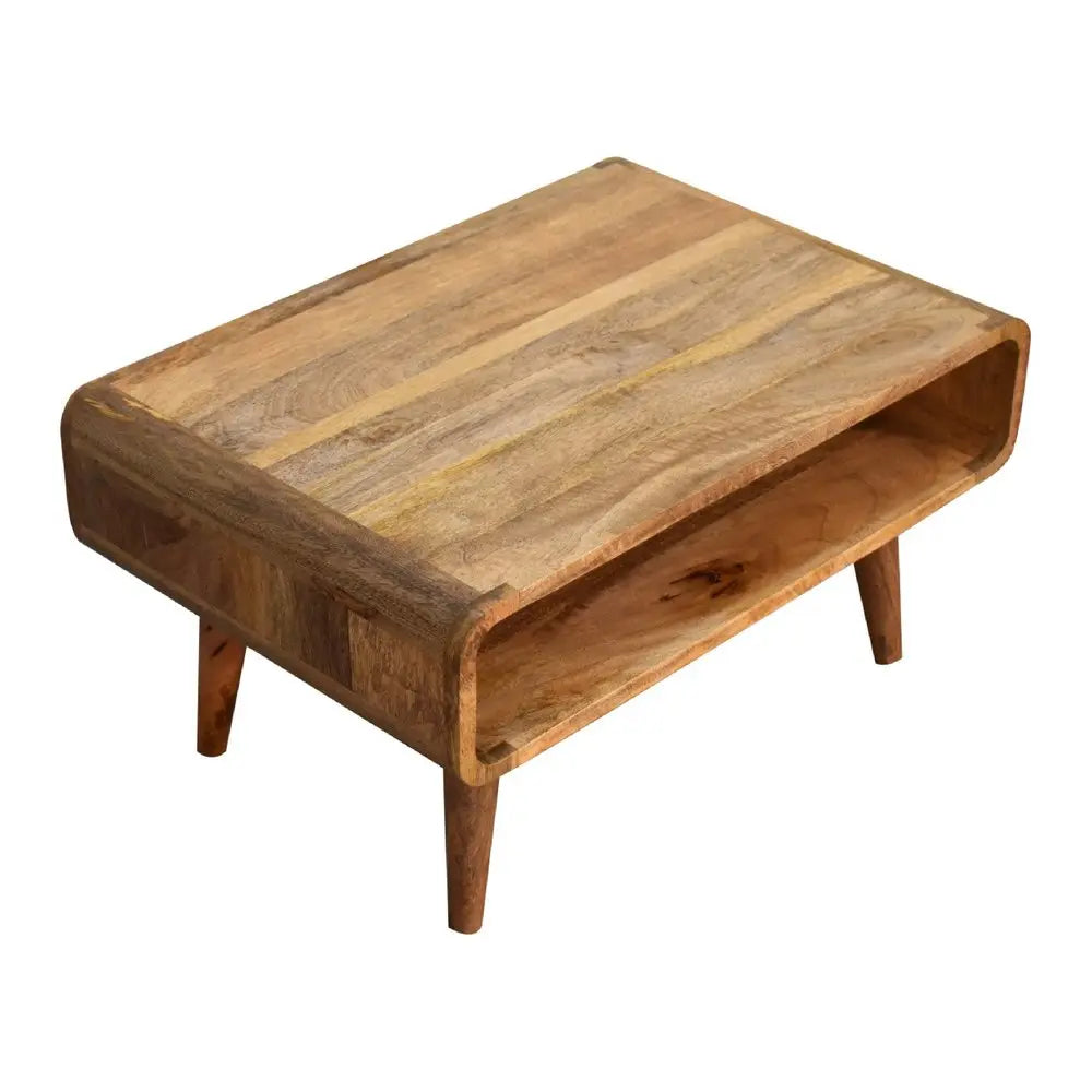 26" Brown Solid Wood Open Shelving TV Stand HomeRoots