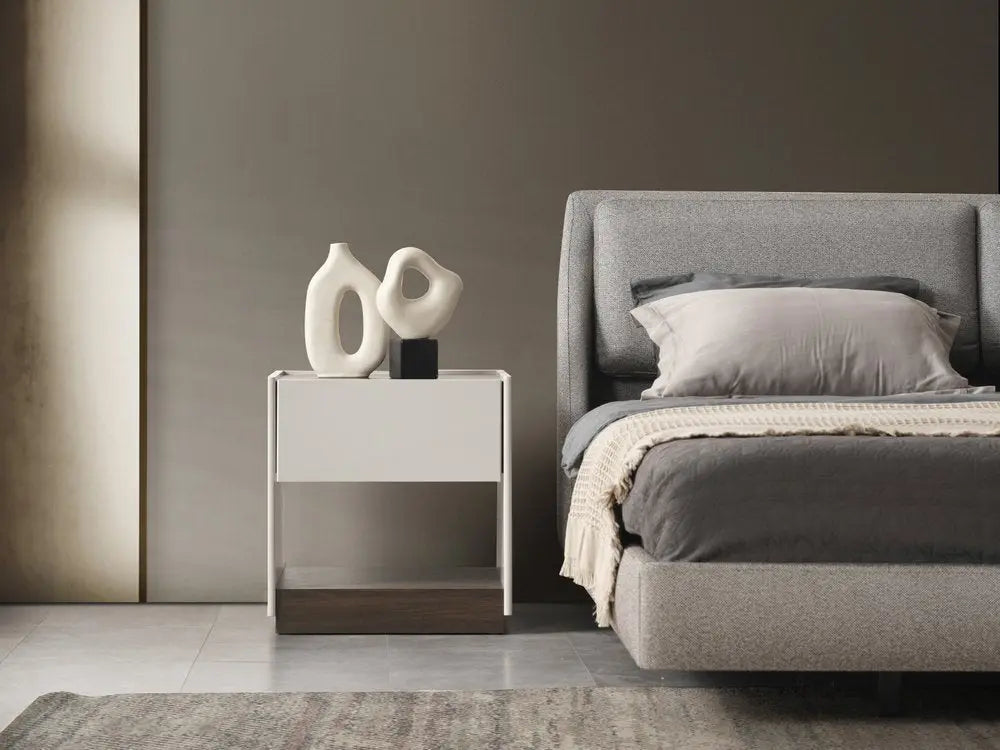 23" Light Gray Wood Square One Drawer Nightstand HomeRoots