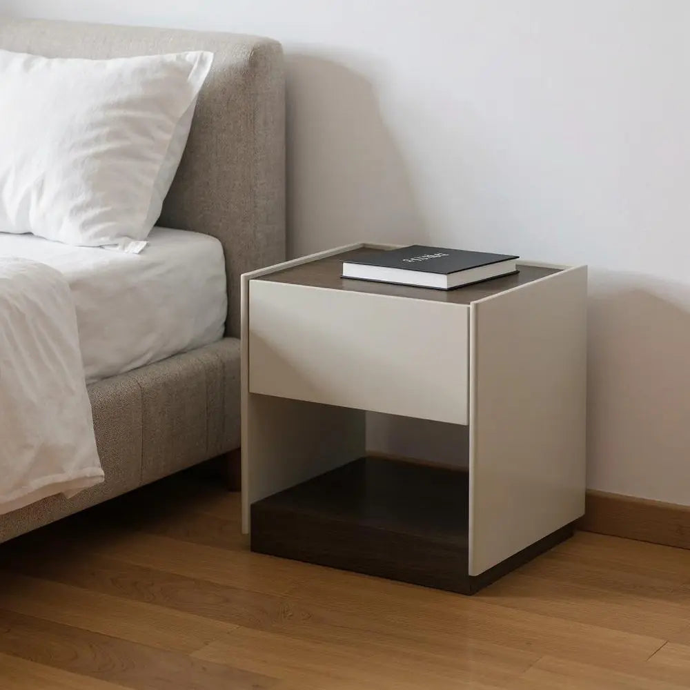 23" Light Gray Wood Square One Drawer Nightstand HomeRoots