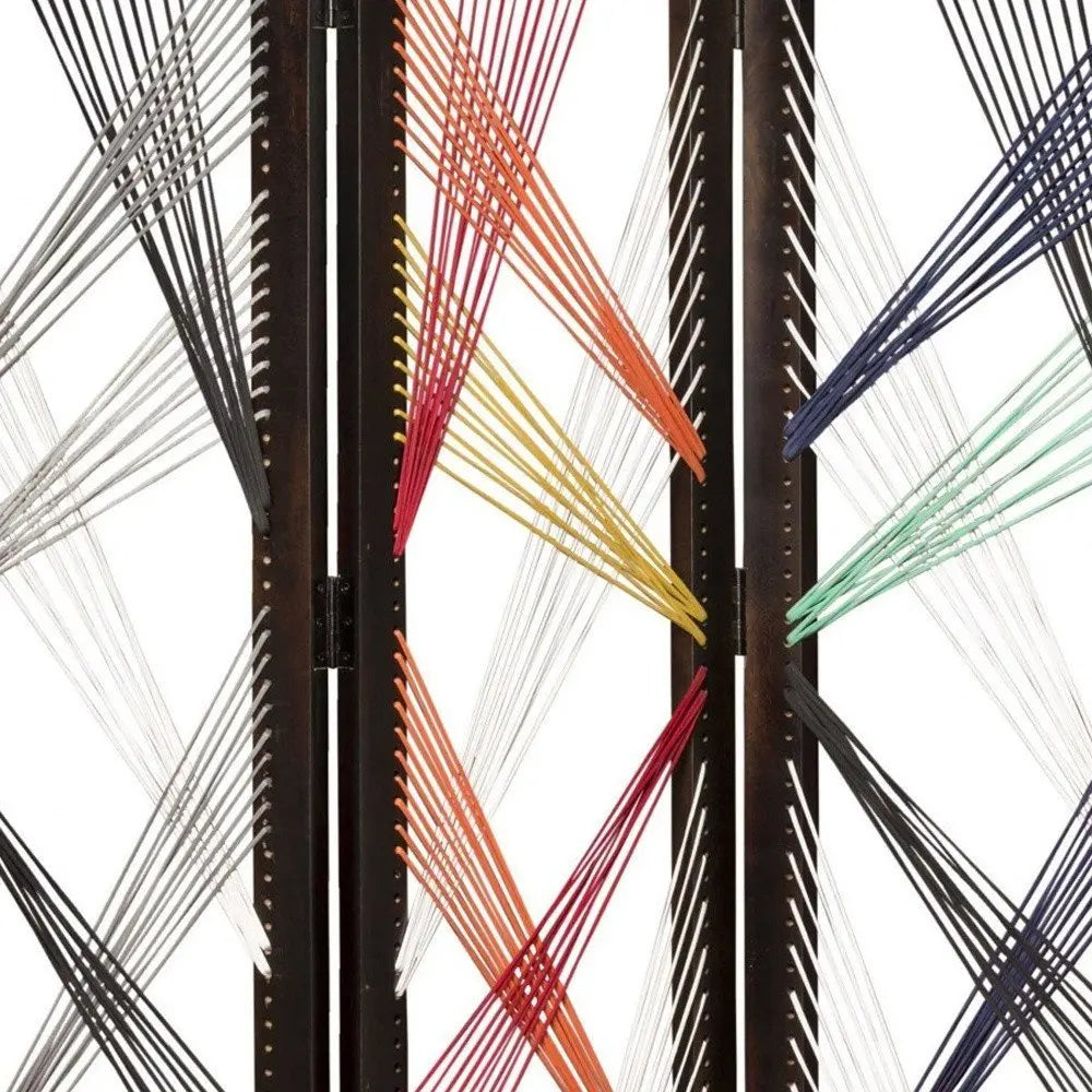 72" Black Fabric Folding Three Panel Screen Room Divider - NOBLE HOME INTERIORS