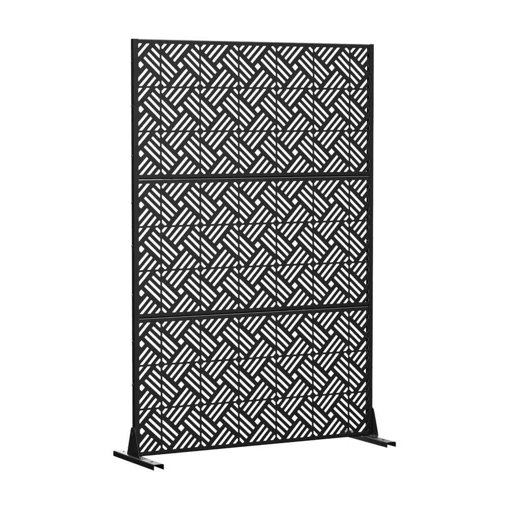 72" Black Steel Three Panel Screen Room Divider - NOBLE HOME INTERIORS