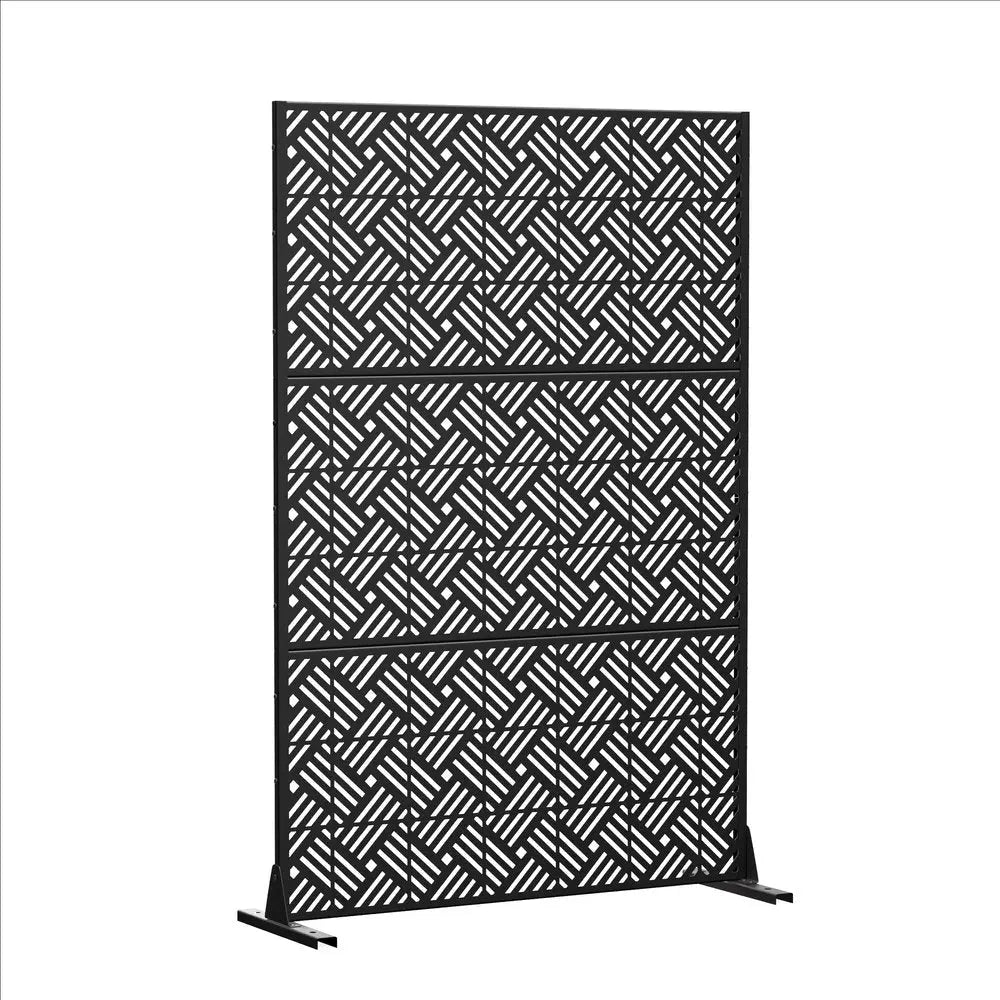 72" Black Steel Three Panel Screen Room Divider - NOBLE HOME INTERIORS