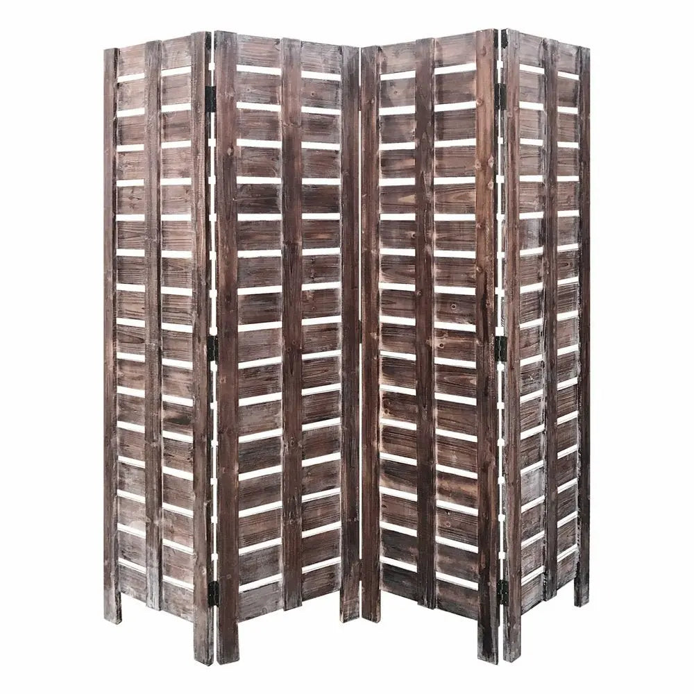 72" Brown Folding Four Panel Screen Room Divider - NOBLE HOME INTERIORS