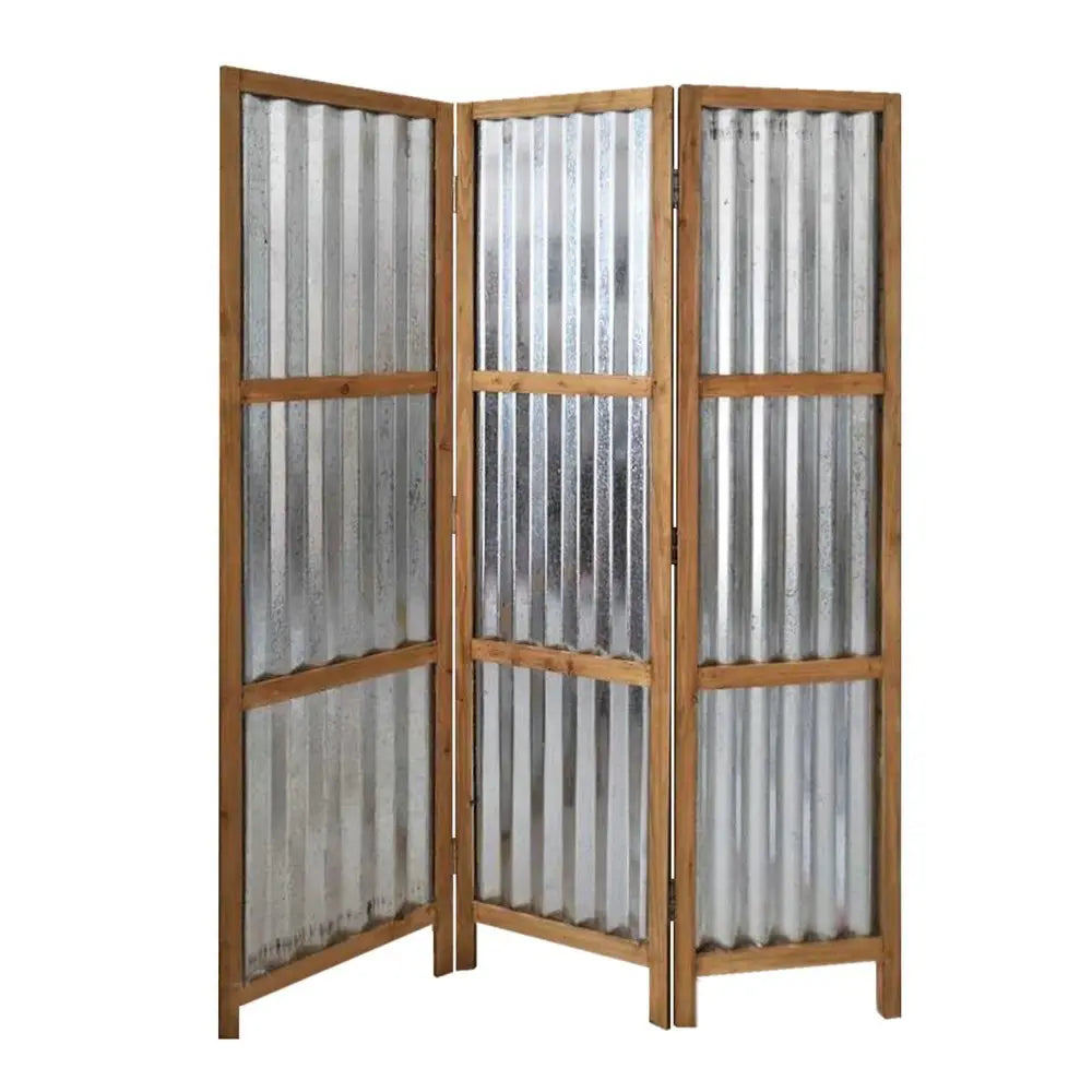 72" Brown Folding Three Panel Screen Room Divider - NOBLE HOME INTERIORS