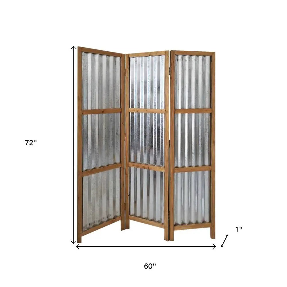 72" Brown Folding Three Panel Screen Room Divider - NOBLE HOME INTERIORS