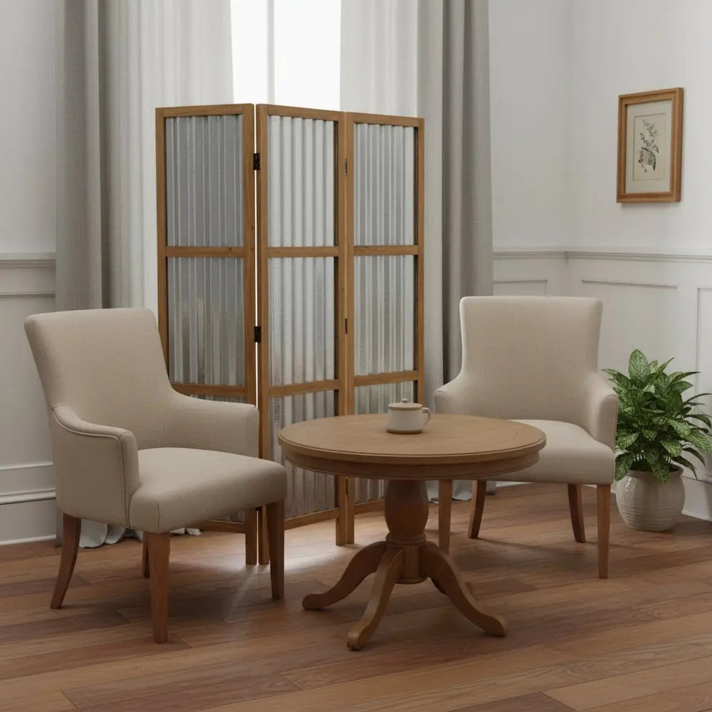 72" Brown Folding Three Panel Screen Room Divider - NOBLE HOME INTERIORS