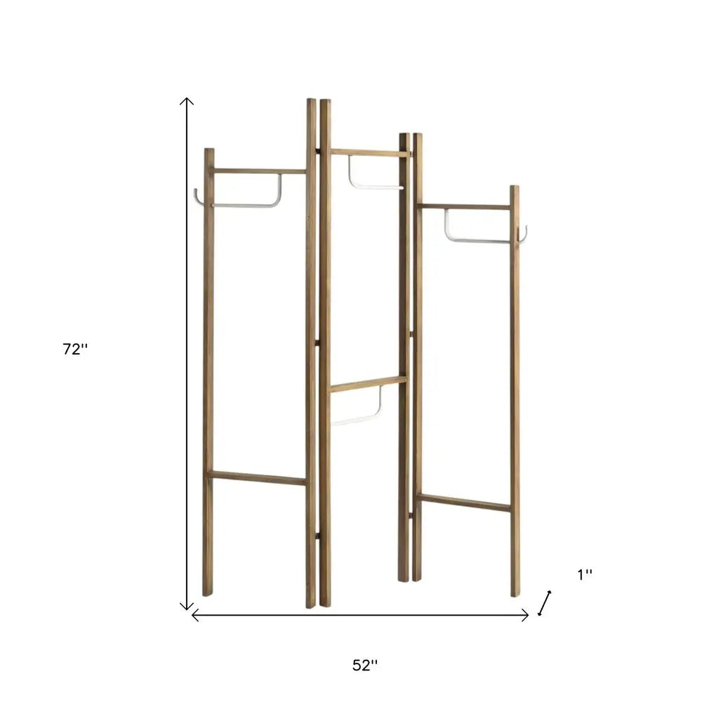 72" Brown Iron Folding Three Panel Screen Room Divider - NOBLE HOME INTERIORS