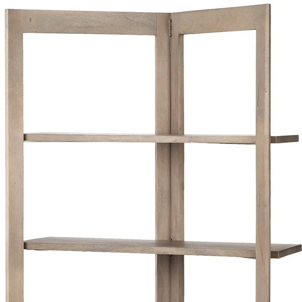 72" Brown Solid Wood and Wood Four Tier Bookcase HomeRoots