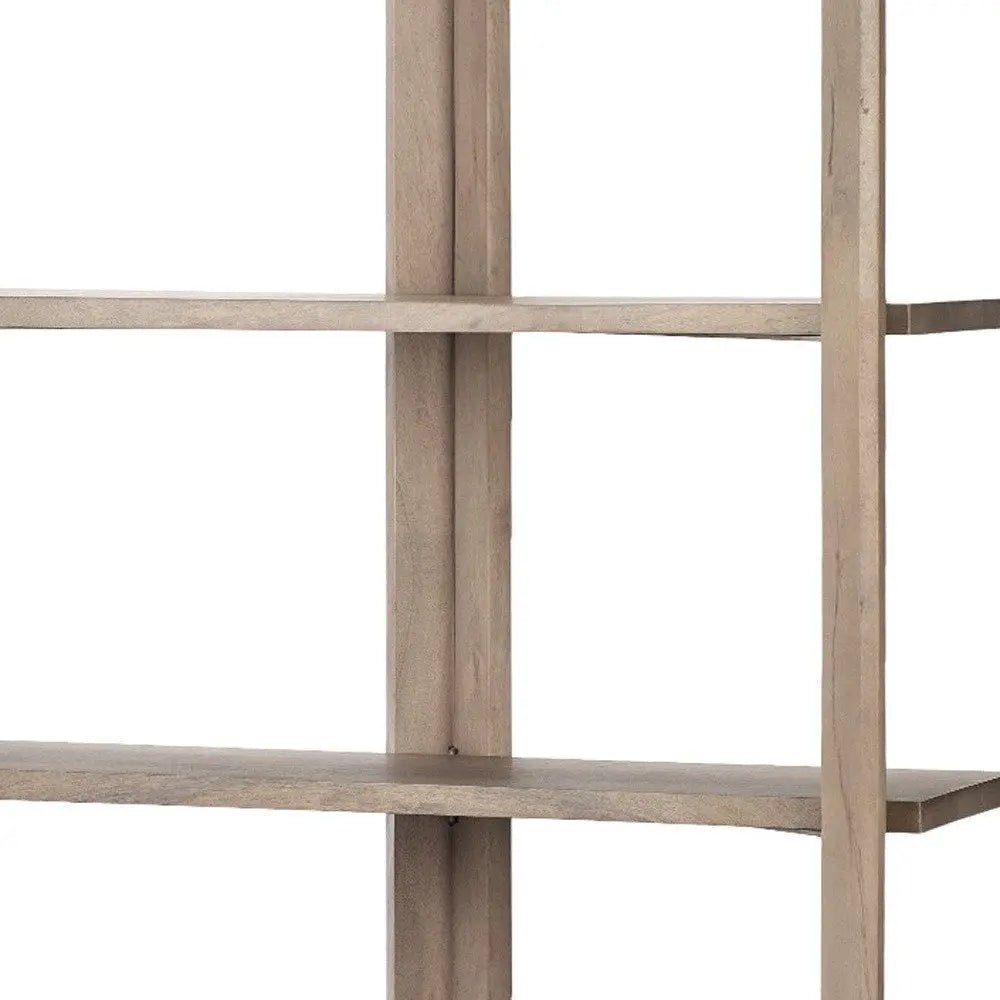 72" Brown Solid Wood and Wood Four Tier Bookcase HomeRoots