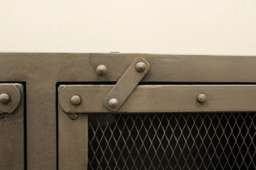 72" Dark Gray Metal Enclosed Storage TV Stand - NOVA HOME FURNITURE