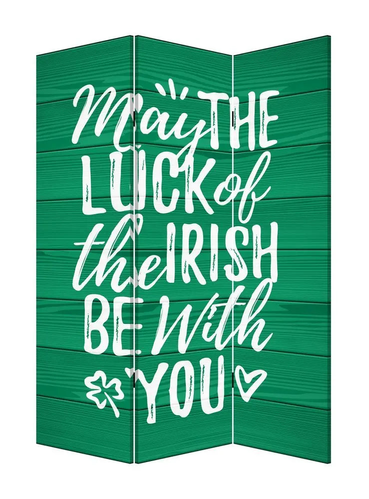 72" Green and White CanvasFolding Three Panel Screen Room Divider - NOBLE HOME INTERIORS