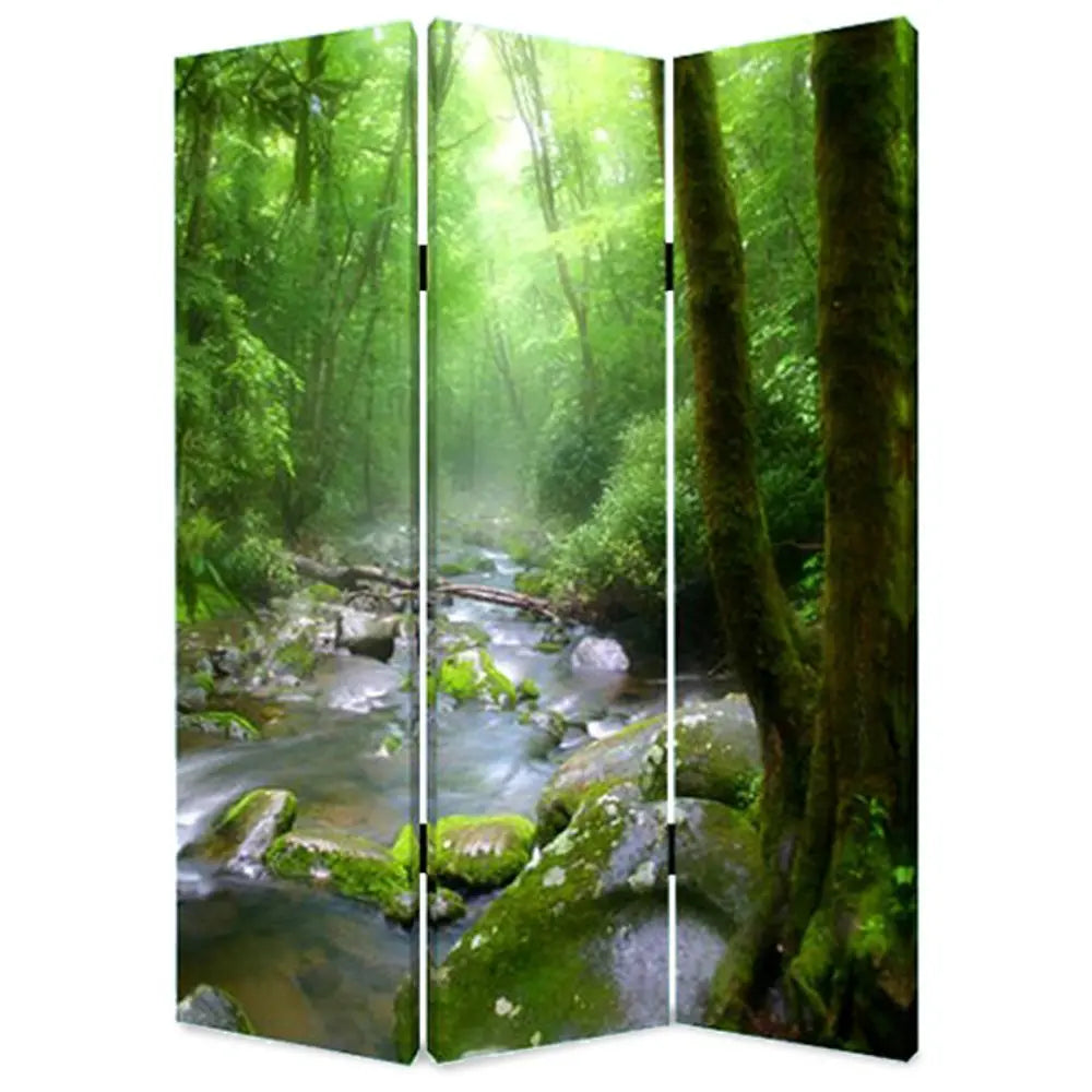 72" Green CanvasFolding Three Panel Screen Room Divider - NOBLE HOME INTERIORS
