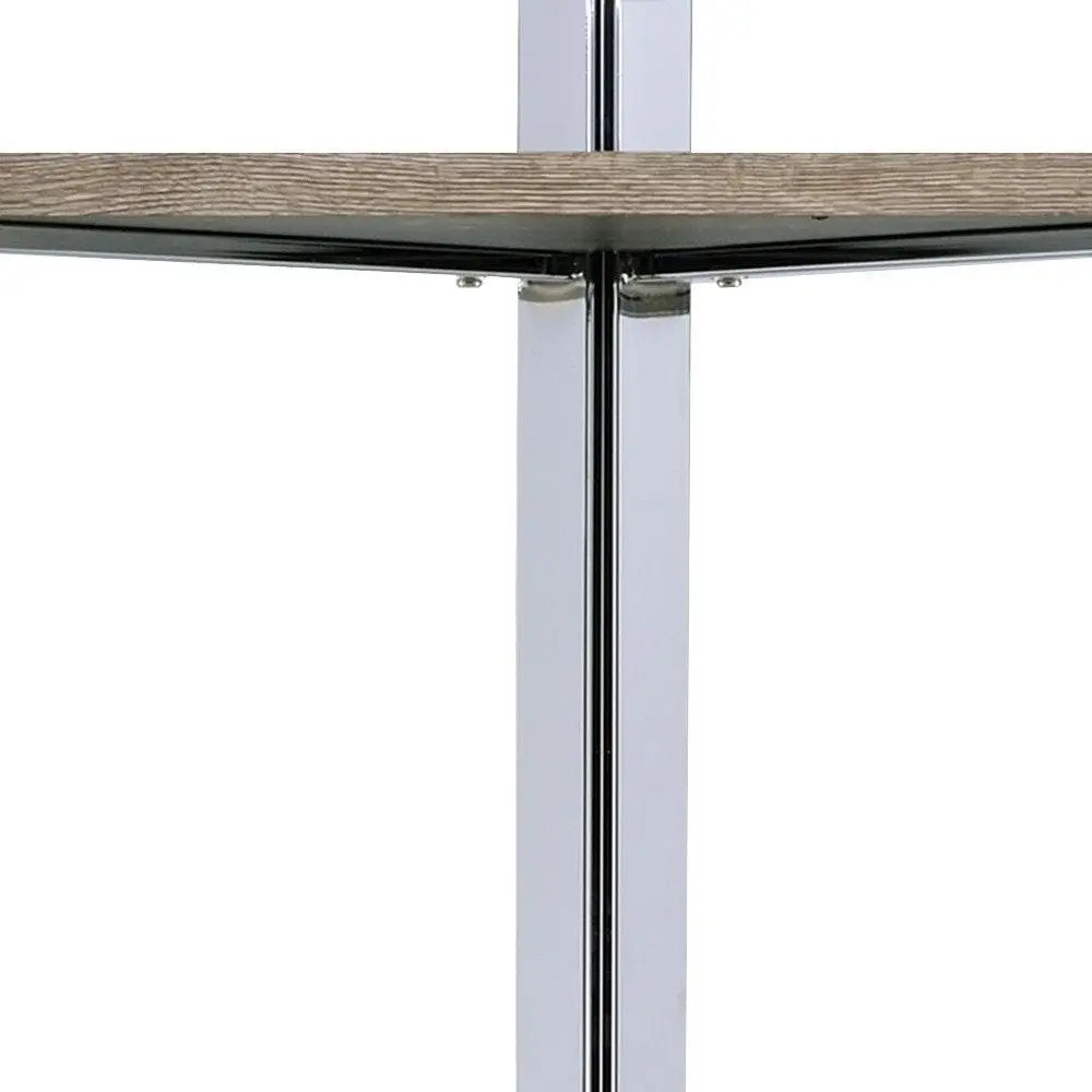 72" Natural And Silver Metal and Wood Four Tier Etagere Bookcase - NOBLE HOME INTERIORS