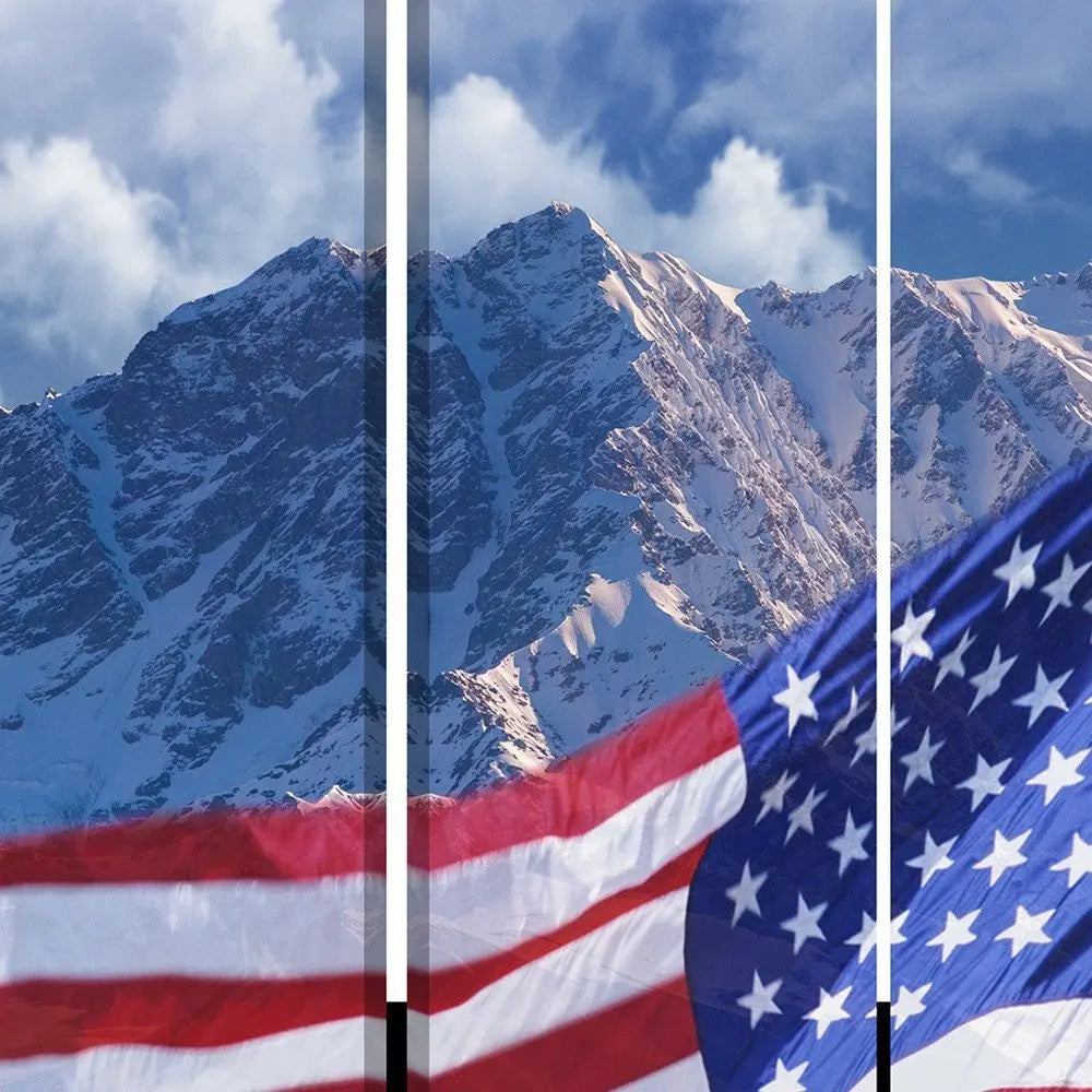 72" Red White And Blue American Flag Reversible Canvas Folding Three Panel Room Divider - NOBLE HOME INTERIORS