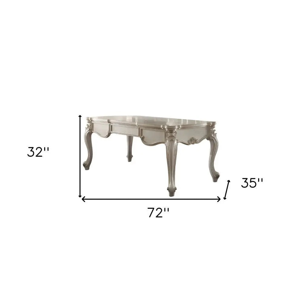 72" White Wood Executive Desk With Three Drawers - NOBLE HOME INTERIORS