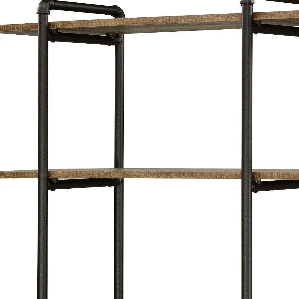 73" Brown And Black Metal Five Tier Etagere Bookcase - NOBLE HOME INTERIORS