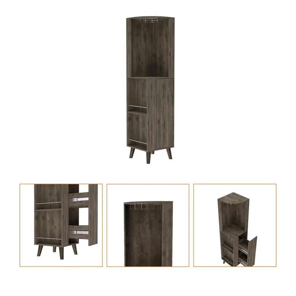 73" Dark Brown Wood Corner Bar Cabinet With One Drawer HomeRoots