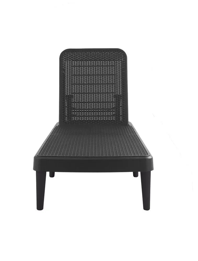 75" Black Heavy Duty Plastic Outdoor Stacking Chaise Lounge - NOBLE HOME INTERIORS