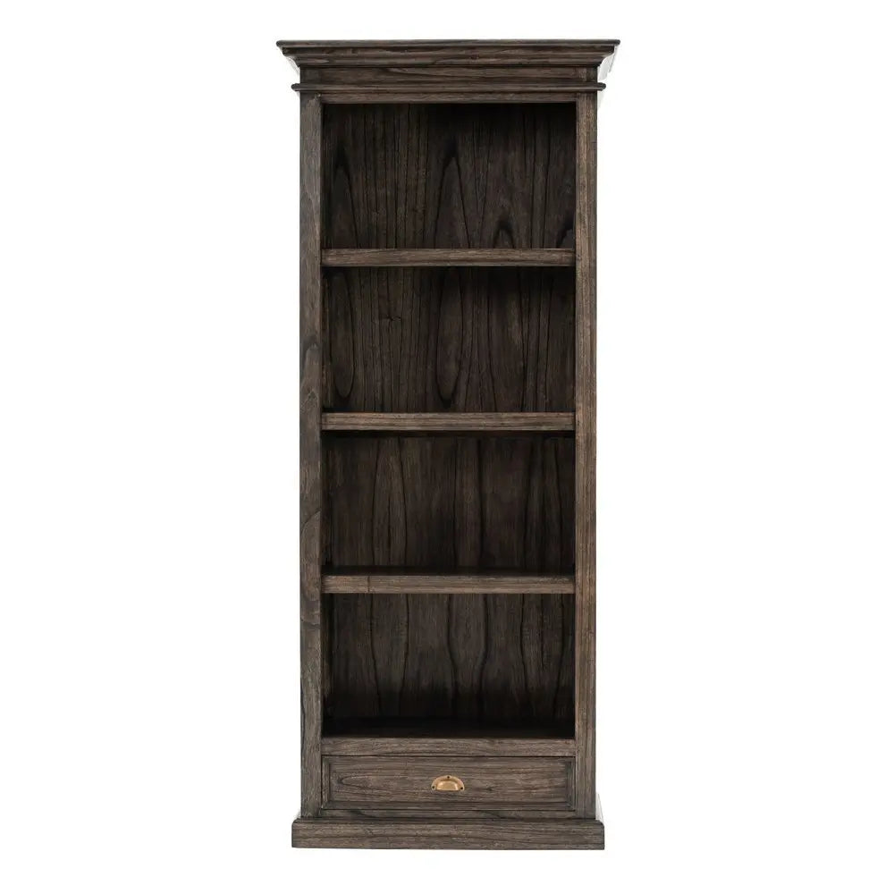 75" Brown and Black Wood Four Tier Bookcase - NOBLE HOME INTERIORS