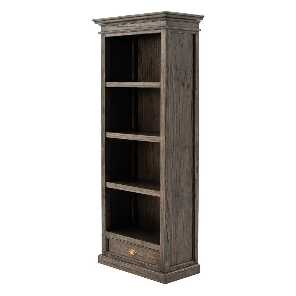 75" Brown and Black Wood Four Tier Bookcase - NOBLE HOME INTERIORS