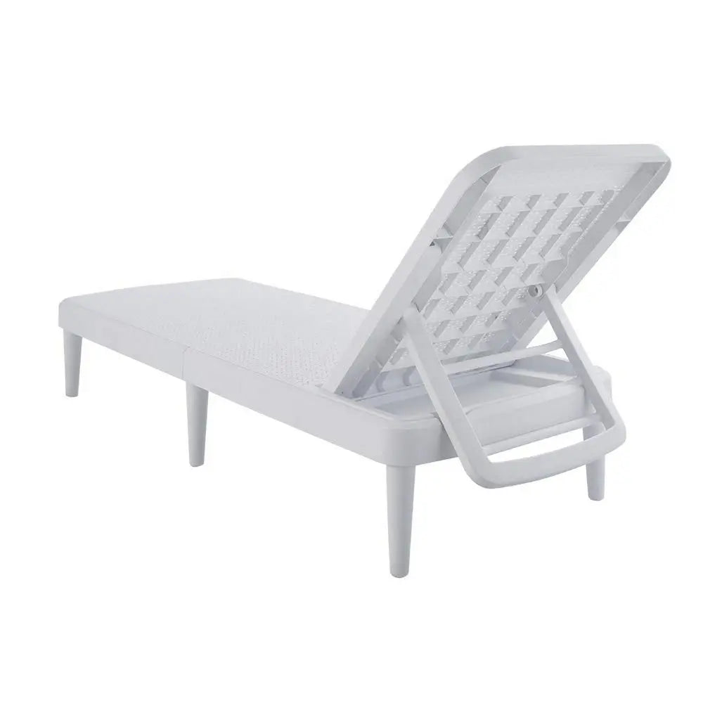 75" White Heavy Duty Plastic Outdoor Stacking Chaise Lounge - NOBLE HOME INTERIORS