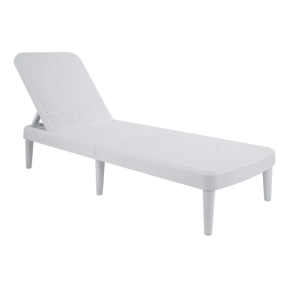 75" White Heavy Duty Plastic Outdoor Stacking Chaise Lounge - NOBLE HOME INTERIORS