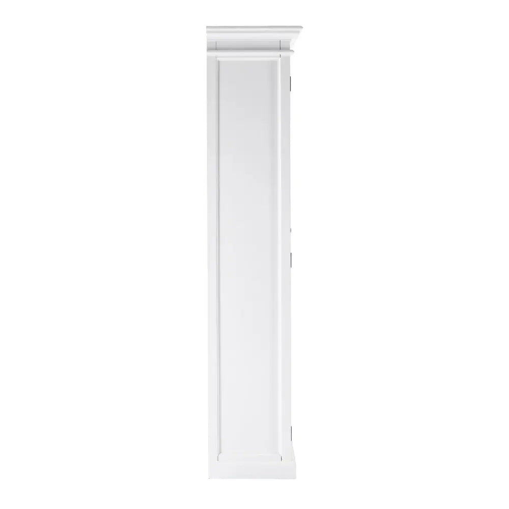75" White Wood and Glass Double Door Storage Cabinet - NOVA HOME FURNITURE