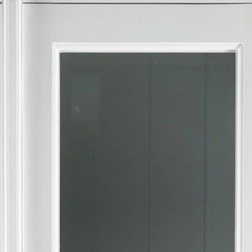75" White Wood and Glass Double Door Storage Cabinet - NOVA HOME FURNITURE