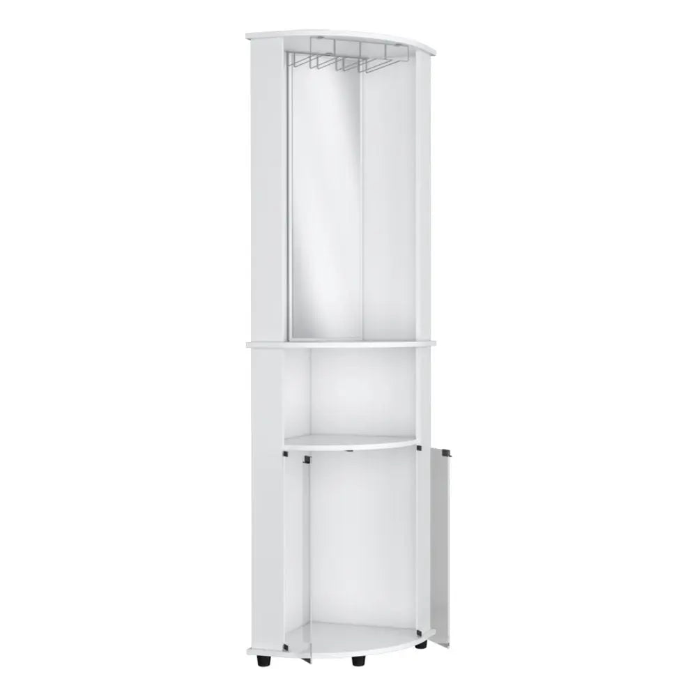 75" White Wood Corner Bar Cabinet With Three Shelves - NOVA HOME FURNITURE