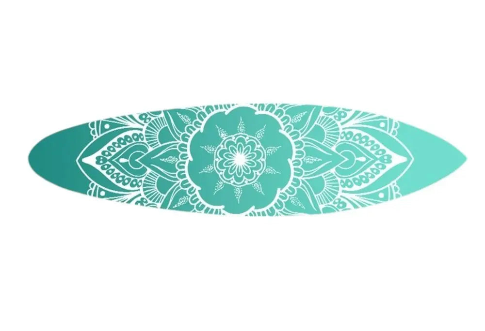76" X 18" Blue and White Surfboard Floral Medallion Wood Wall Decor - NOBLE HOME INTERIORS