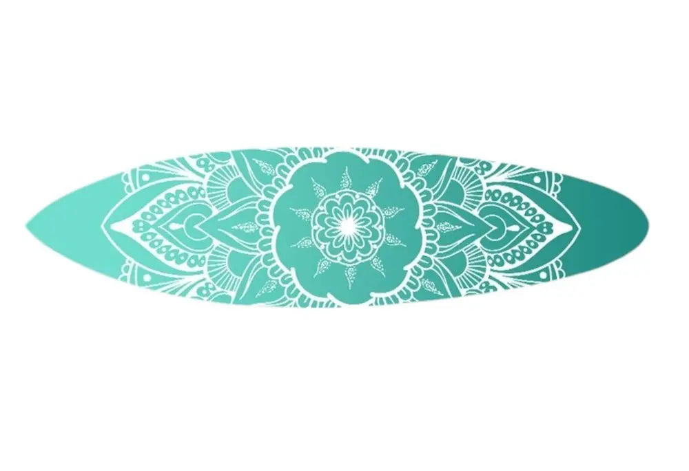 76" X 18" Blue and White Surfboard Floral Medallion Wood Wall Decor - NOBLE HOME INTERIORS