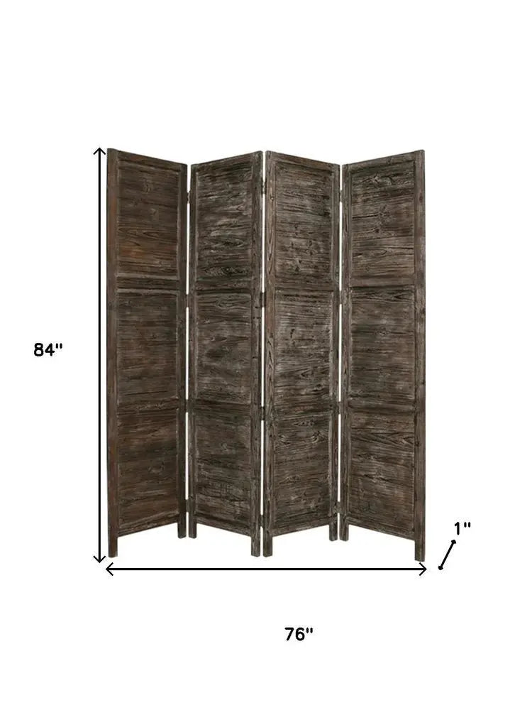 76" X 84" Black Wood Screen - NOBLE HOME INTERIORS
