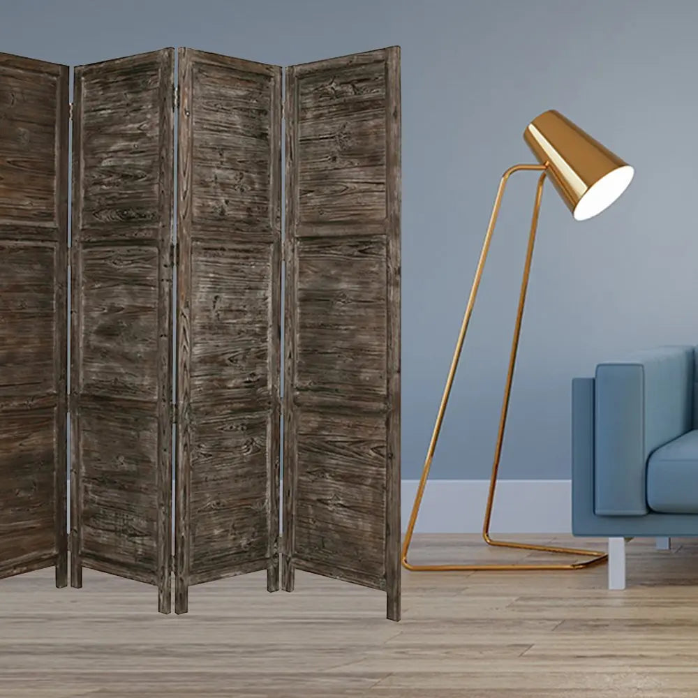 76" X 84" Black Wood Screen - NOBLE HOME INTERIORS