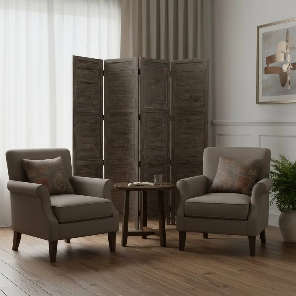 76" X 84" Black Wood Screen - NOBLE HOME INTERIORS