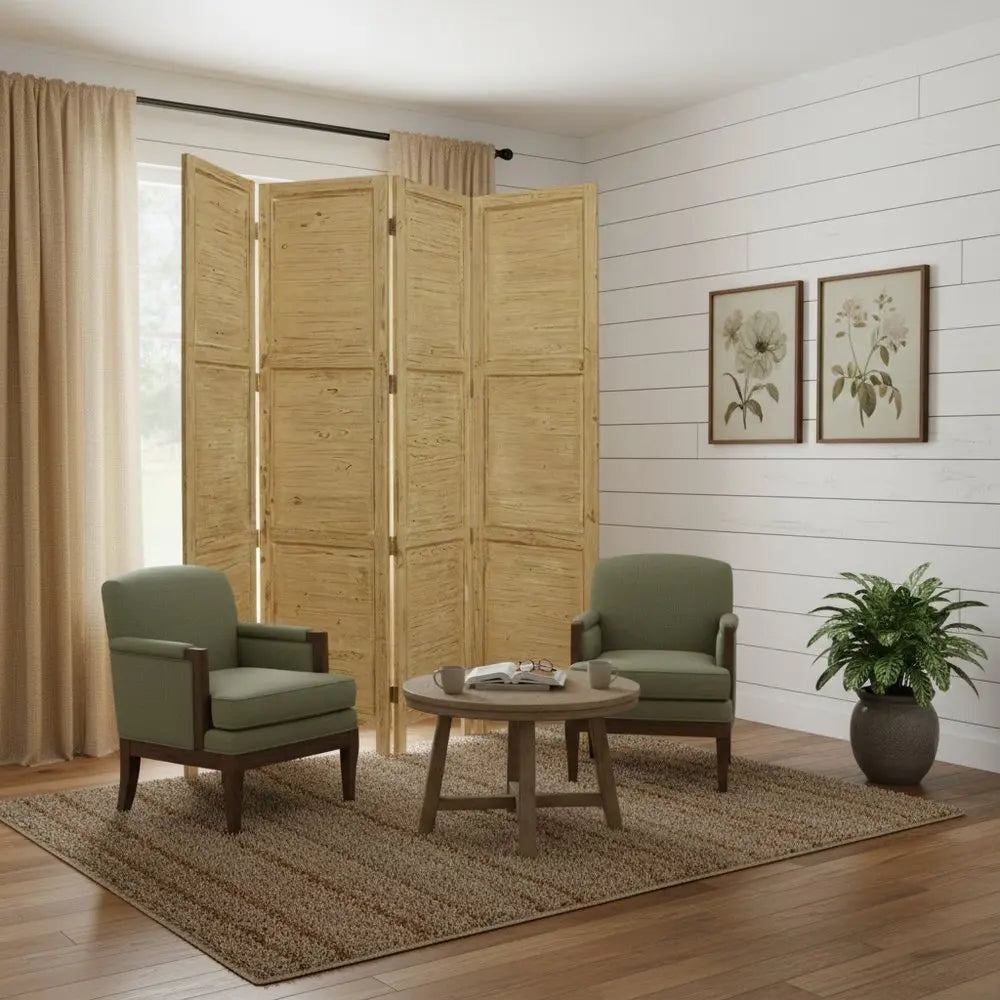 76" X 84" Black Wood Screen - NOBLE HOME INTERIORS