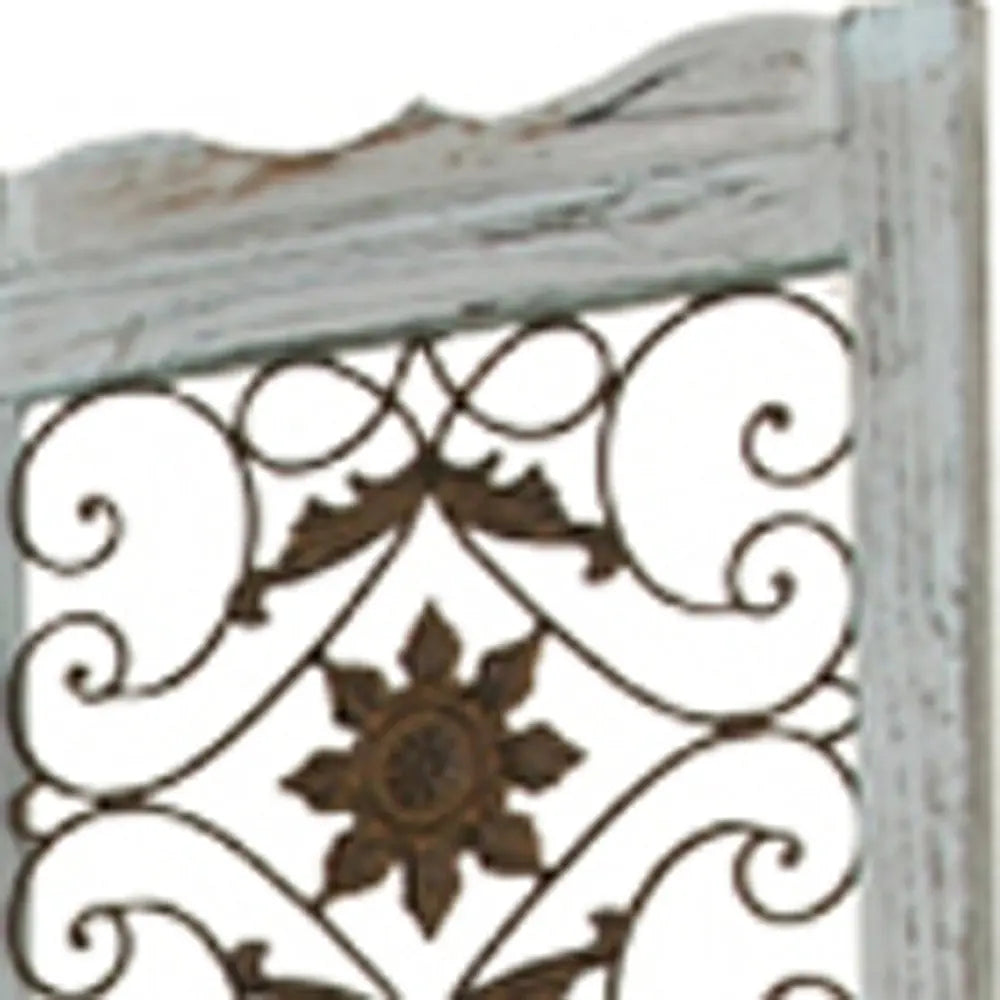 76" X 84" Blue Wood Screen - NOBLE HOME INTERIORS