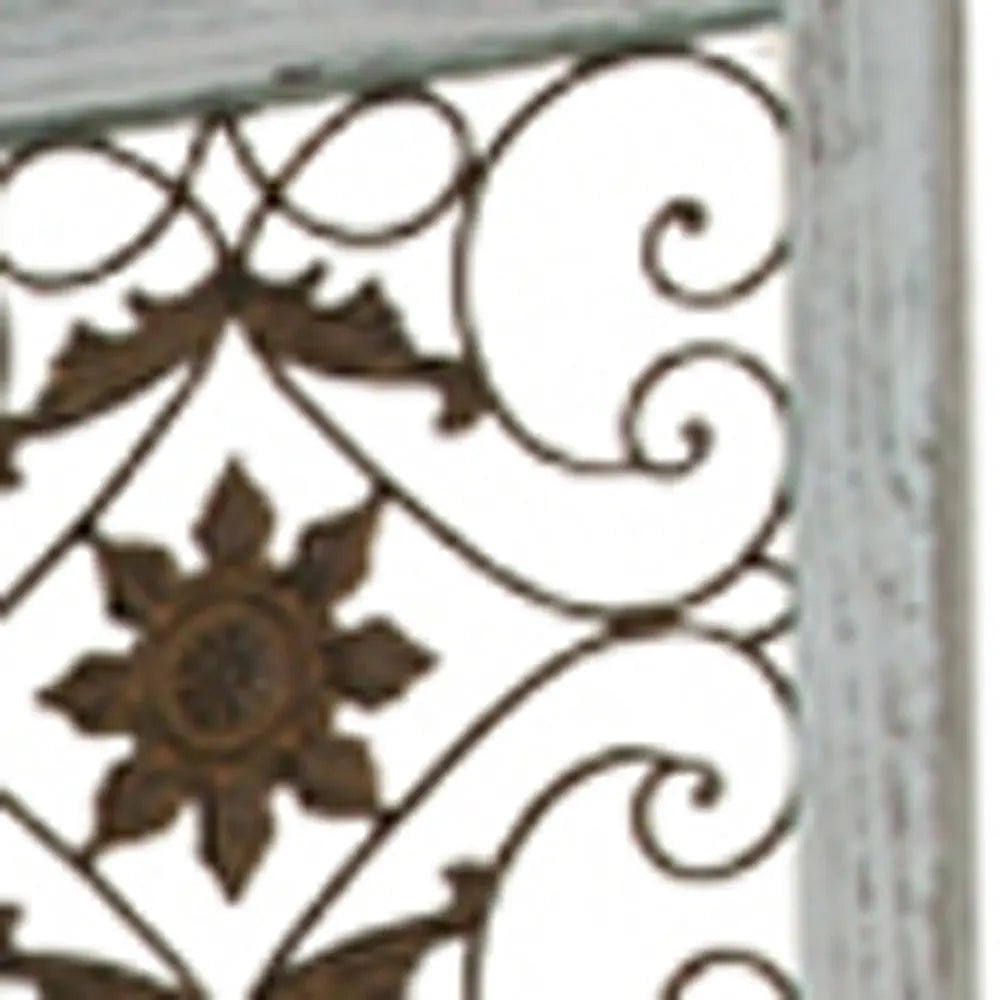 76" X 84" Blue Wood Screen - NOBLE HOME INTERIORS