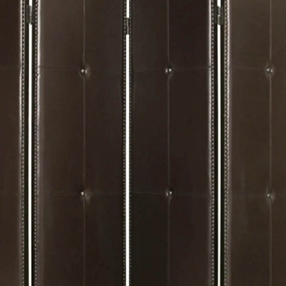 76" X 84" Brown Faux Leather Screen - NOBLE HOME INTERIORS