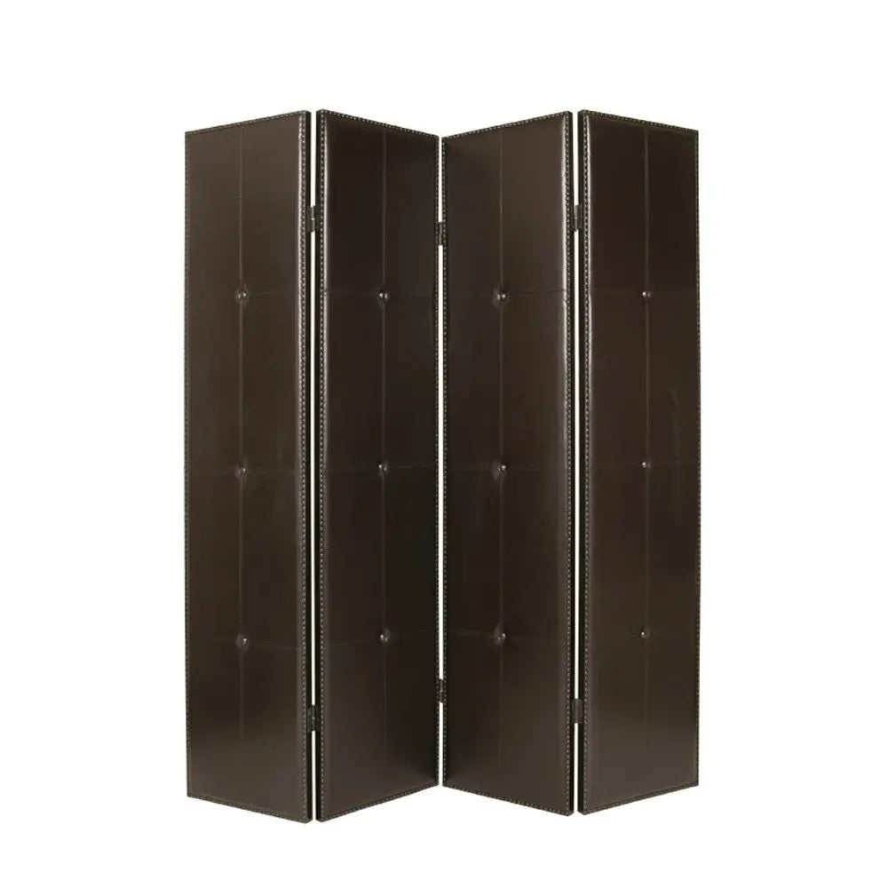 76" X 84" Brown Faux Leather Screen - NOBLE HOME INTERIORS